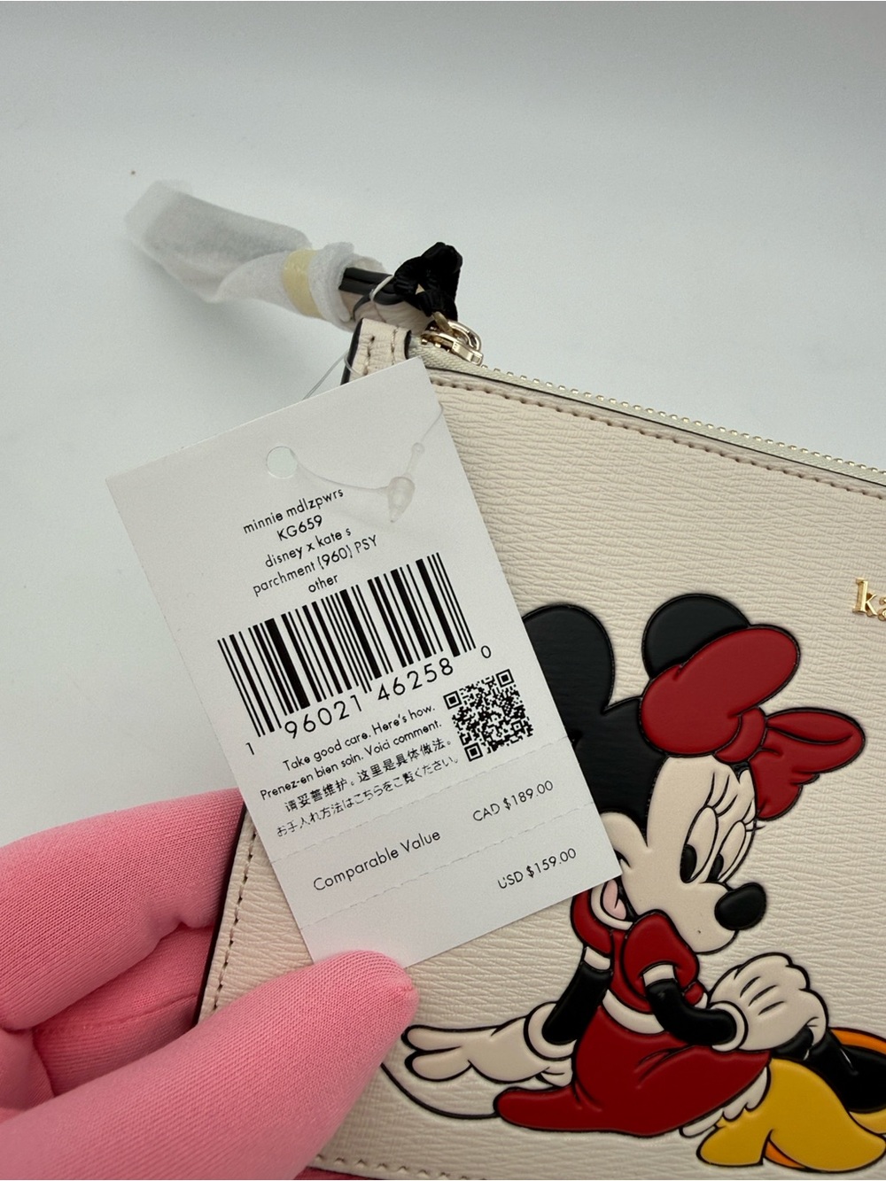 Kate Spade Disney X Kate Spade New York Minnie Medium L-Zip Wristlet Parchment - Picture 10 of 15